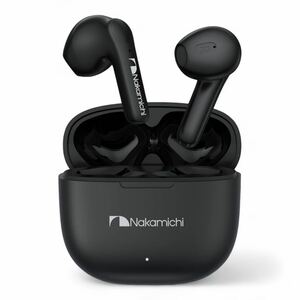 Nakamichi ナカミチサウンド 【Bluetooth 5.3】 完全ワイヤレスイヤホン/無線/日本語の音声プロンプト ハンズフリー通話/ブラック