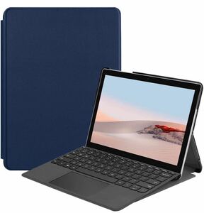 Shron マイクロソフト Surface Go2 / Surface Go3 / Surface Go4 ケース スタンドカバー マグネット PU レザーカバー Surface Go 4 濃い青