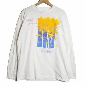 80's USA製 オニータ ツリー 発泡プリント スーベニア Tシャツ 長袖 (XL) 白 シングルステッチ ロンT 80年代 アメリカ製 旧タグ オールド