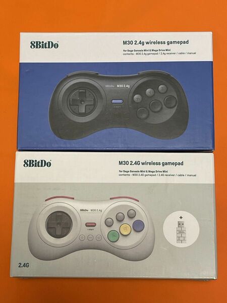 8Bitdo M30 2.4Gワイヤレスゲームパッド メガドライブミニ & スイッチ ブラック＆ホワイト【２個セット】