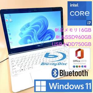  [最強i7+新品メモリ16GB+新品SSD960B+HDD750GB] NEC Lavie Intel core i7-4700MQ/Windows11/office2019 H&B/Blu-Ray/Webカメラ/USB3.0/BLT