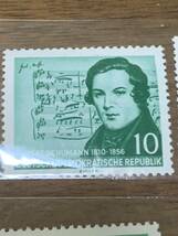 東ドイツ.1956年　音楽家切手　作曲家シューマン　2種＋２種（楽譜・改訂版）未使用 新聞付き 同封可能 キ79_画像3