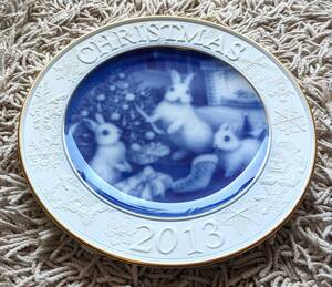 tam_051 美品！ 限定品 大倉陶園 クリスマスプレート 白磁 OKURA CHINA CHRISTMAS PLATE ★ 2013 NETHERLAND DW rabbit ラビット兎 ウサギ