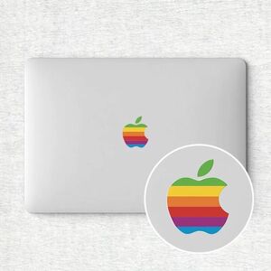 MacBook ステッカー　11/13/15インチ対応　アップルマック　シール　レインボー　選べる2枚セット