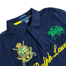 Ralph Lauren ラルフローレン ポロシャツ ラガーシャツ ポニー ロゴ 刺繍 M ネイビー THE SKINNY POLO 半袖 レディース A20_画像4