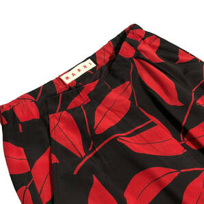 MARNI マルニ リーフプリント シルク パンツ 総柄 40 黒 赤 イタリア製 レディース A17の画像5