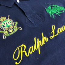 Polo by Ralph Lauren ポロバイラルフローレン ポロシャツ ラガーシャツ ロゴ ポニー 刺繍 L ネイビー ナンバリング 半袖 メンズ A16_画像6