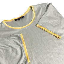 LEONARD レオナール Tシャツ カットソー 半袖 ロゴ 刺繍 L グレー イエロー レディース A16_画像4