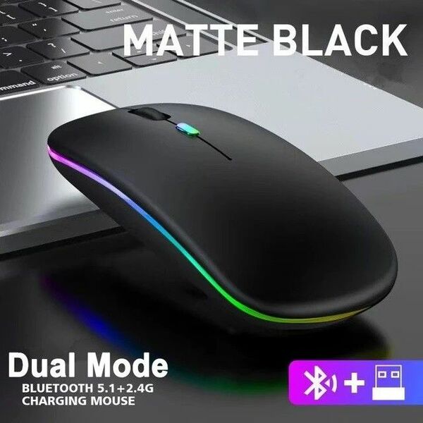 USB充電式 Bluetooth 2.4g usbワイヤレスマウス 光る 静音 MATTE BLACK 無線 