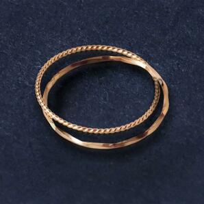 K10 ピンクゴールド 2連リング（3号〜15号）【10金 刻印】日本製 指輪の画像1