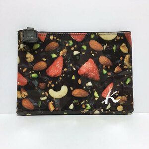  Kitamura / Kitamura Flat pouch strawberry & nuts pattern Brown vinyl coating unused goods [6150]