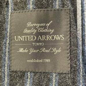 極美品■UNITED ARROWS ユナイテッドアローズ L テーラードジャケット アンコンジャケット チョークストライプ チャコールグレー ネイビーの画像8