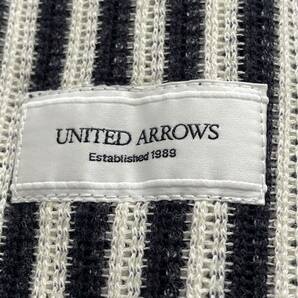 極美品■UNITED ARROWS ユナイテッドアローズ【XL】大きいサイズ ニット テーラードジャケット アンコンジャケット ストライプ ネイビー 白の画像7