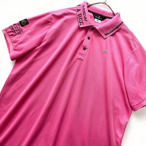  beautiful goods [3L] Munsingwear wear large size polo-shirt with short sleeves Golf wear GOLF. water speed . stretch embroidery Logo pink made in Japan Munsingwear