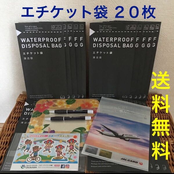 非売品 JALカード クリアファイル 飛行機ミニクリアファイル A5 ボールペン2本 エチケット袋20枚 沖縄お土産マウスパッド