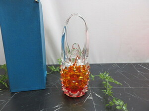 [YY49/8] прекрасный товар YAMAGUCHI GLASS Yamaguchi стакан ваза ваза для цветов orange H31.5cm