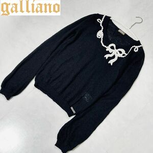 美品　Galliano ガリアーノ モヘア ニット XS リボン 刺繍