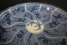 古伊万里 染付 捻り文 松竹梅図 輪花 31cm 大皿 江戸期 bdise-Ra3449_画像5