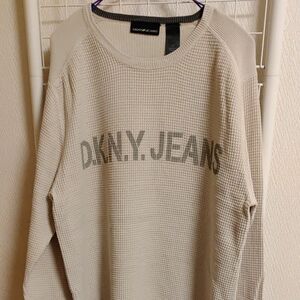 週末お買い得！美品【DKNY JENS】サーマル 長袖シャツ　Ｍサイズ 薄いベージュ系