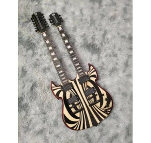 6 Строка +12 Строка двойная шея 22 Fret Tiger Pattern Black