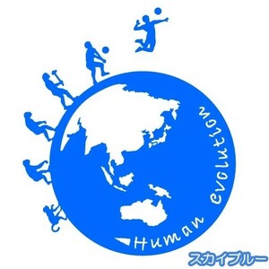 * thousand jpy and more postage 0*(16cm) the earth type - person kind. evolution [ volleyball compilation ] originals te car, car sticker, car rear glass optimum (4)(3)
