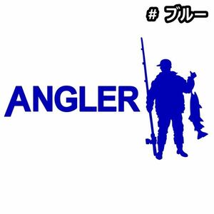 ★千円以上送料30×18cm【ANGLER-B】アングラー、釣り、フィッシング、釣りバカ、釣り竿、釣り人オリジナルステッカー(0)