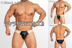 【即決】ツヤツヤとスケスケが同時に楽しめる!! EGDE≪CUTOVER サイドメッシュ スーパーローライズ ビキニ(XL)Black x White