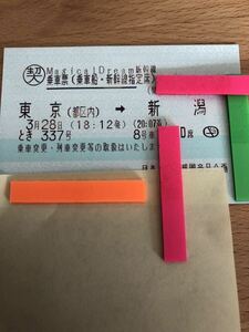 3月28日東京→新潟　18時12分発とき337号限定(又は当日後続の自由席使用可能)