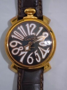 1円スタート 腕時計 GAGA MILANO 金枠 黒文字盤 5510.1 PR1 053 ガガミラノ