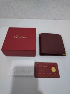 1円スタート 美品 財布 Cartier 美品 二つ折り カルティエ 二つ折り財布 レザー