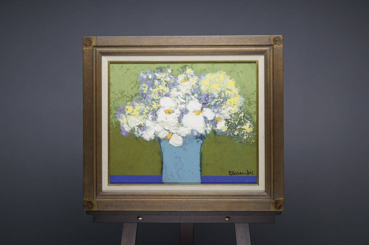 Guaranteed authentic Ito Daihachi [Blue Clouds] Oil painting F8 size (45.5cm x 38cm) Signed and endorsed ◎ From Hokkaido, a talented and unique painter listed on the art market ~ A masterpiece of flowers that you can feel the passion of ~, Painting, Oil painting, Still life