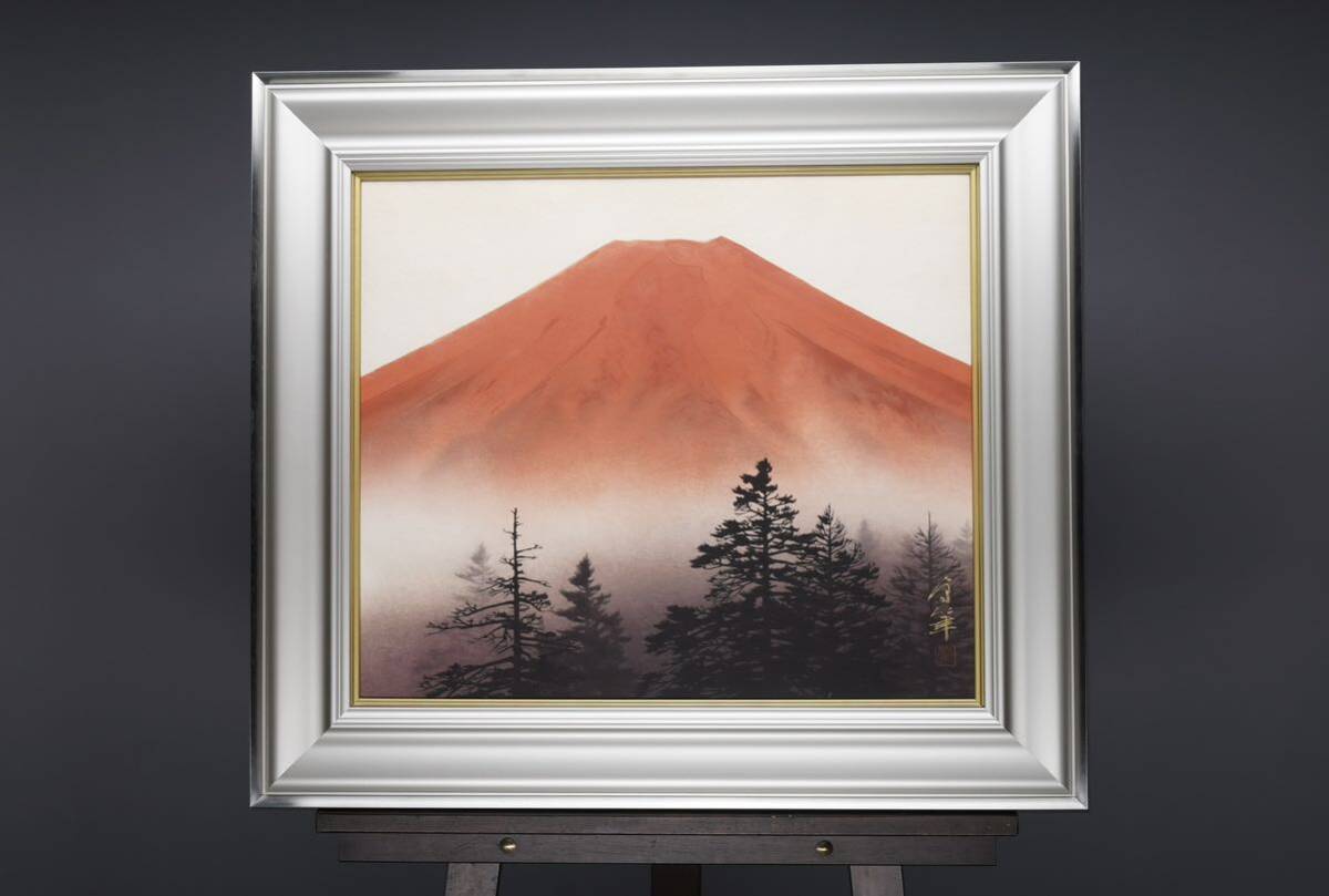 Guaranteed authentic: Taku Otake Red Fuji Japanese painting, F10 size (53cm x 45.5cm), signed and sealed, from China, graduated from Musashino Art University, a talented artist listed on the art market, a masterpiece, Painting, Japanese painting, Landscape, Wind and moon