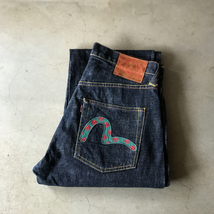 美品 濃紺 EVISU 刺繍 カモメ デニム パンツ W31 lot 2001 ジーンズ エヴィス_画像10