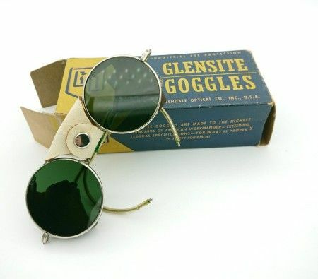ヴィンテージ Glendale Optical GLENSITE ゴーグル レザーガード セーフティ サングラス 保護メガネ