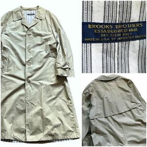 USA製 90's BROOKS BROTHERS ブルックスブラザーズ ヴィンテージ トレンチ コート ポプリン スプリングコート ステンカラー 40R 米国製