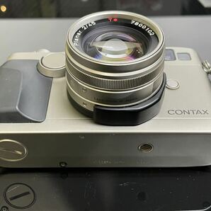 美品 CONTAX コンタックス G2 フィルムカメラ Carl Zeiss Planar 2/45 T＊ フラッシュ付属 TLA140 動作問題無しの画像3