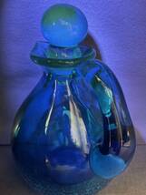 ウランガラス　水差し ガラス製 ガラス工芸 レトロ　ティーポット　ウラン　吹きガラス　藍色ガラス　倉敷ガラス_画像6