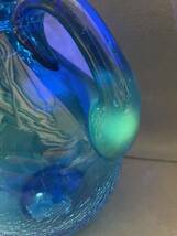 ウランガラス　水差し ガラス製 ガラス工芸 レトロ　ティーポット　ウラン　吹きガラス　藍色ガラス　倉敷ガラス_画像9