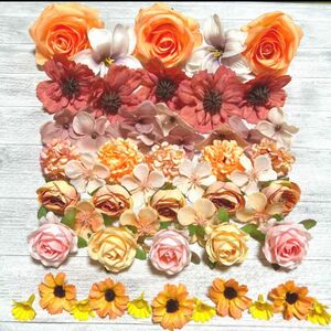 NO 1110-04 造花 まとめ売り ハンドメイド 材料 素材　花材　アーティフィシャルフラワー　フラワーパーツ 薔薇 ヘッド