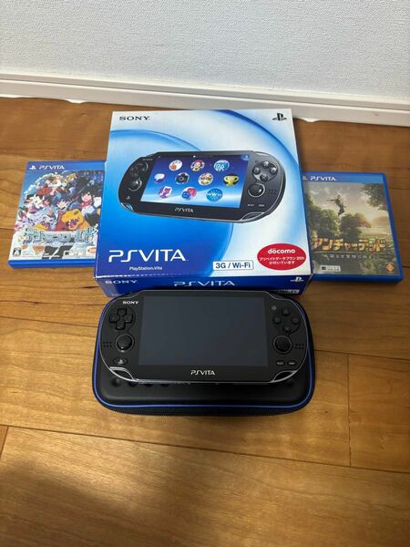 美品　PSVITA PCH-1100 AB01 クリスタルブラック ソフト付き　 SONY ソニー　メモリーカード64GB