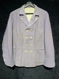 40s 50s 激レア プリントモールスキン print moleskin french work vintage chore jacket カバーオール ストライプ フレンチワーク france