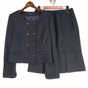 BLACK GALLERY through year no color double jacket setup skirt Sz.JK/11AR SK/67-93 lady's navy E4T00508_3#O