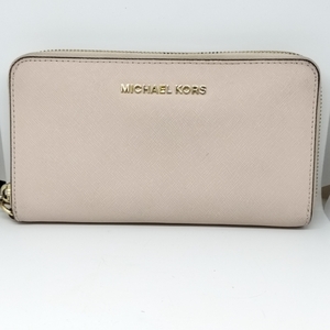 6578★MICHAELKORS マイケルコース 長財布 ラウンドファスナー 約18cm×10cm×2.5cm ピンク レディース 女性 ブランド財布