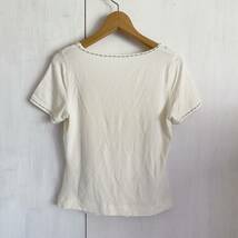 40サイズ 日本製 COSA-NOSTRA コーザノストラ Tシャツ カットソー スパンコール 刺繍 アイボリー グリーン 半袖 レディース_画像6