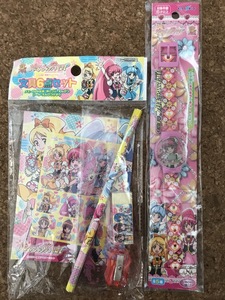 ハピネスチャージ　プリキュア　きらきらデジタルウオッチ+ 文具６点( メモ帳 定規 消しゴム等)　2種2点　送料無料