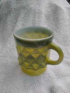 ファイヤー　キング fire-king　キンバリーマグカップ　グリーン　　　MADE　IN USA アメリカ製　ミルクガラス　　　　