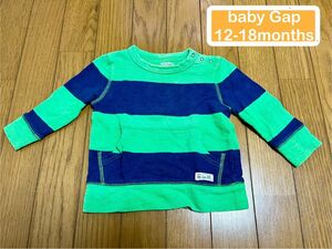 ☆baby Gap 長袖　シャツ　カットソー　ロンT ボーダー 緑　グリーン　12-18months☆