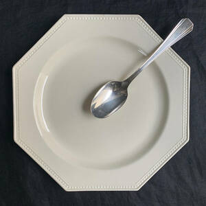 フランス 1930-50s CHRISTOFLE クリストフル 18cm ディナー デザート スプーン フォーク ナイフ カトラリー 銀 テーブル 皿 アンティーク