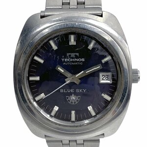24-653 テクノス ブルースカイ 自動巻き 腕時計 オートマチック デイト表示 日付表示 ブルー 青文字盤 ステンレススチール SS メンズ