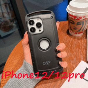 IPhone12/12proケース　黒　耐衝撃　匿名配送　送料無料　衝撃吸収　カバー　アウトドア　登山　カラビナ　キャンプ　スポーツ　野外活動